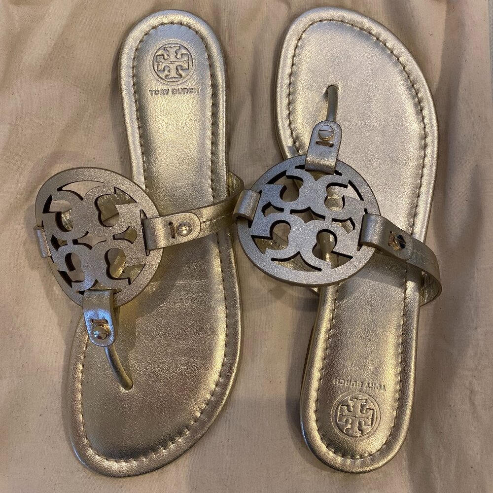 Tory Burch Miller Thong Sandal (Women) GOLD Size 9M